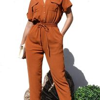 Button Down Woven Jumpsuit
